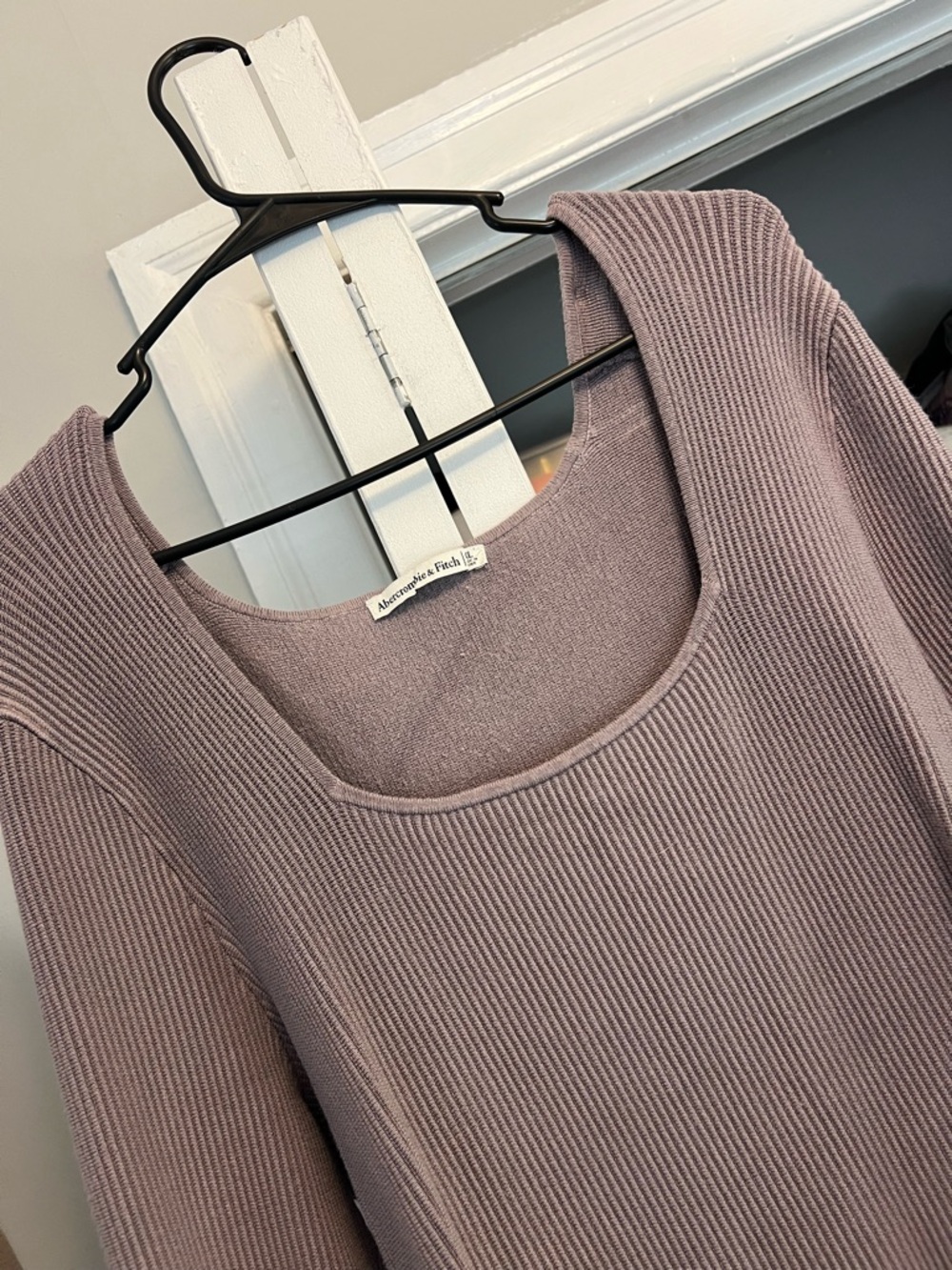 Abercrombie & Fitch Dusty Mauve Ribbed Square Neck bodysuit
